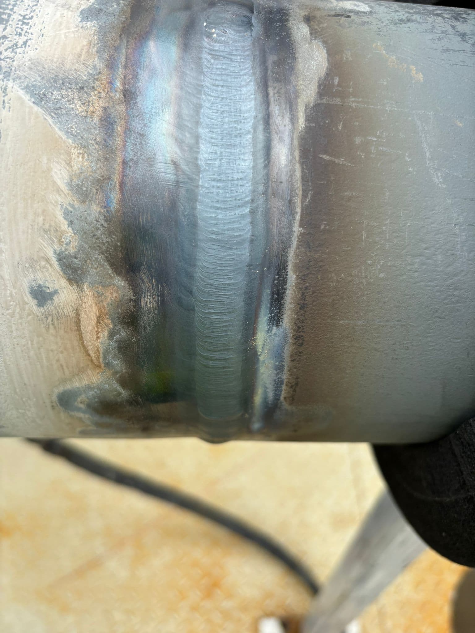 Detalle de soldadura TIG en acero inoxidable